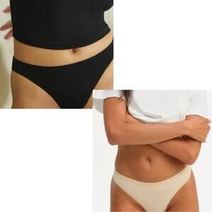 NEW MATE the Label Organic Comfort Thong Sand & Black NWT